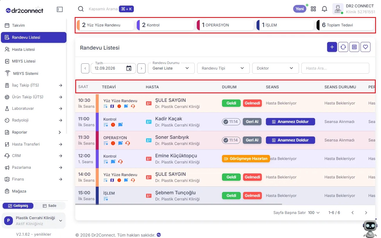 Randevu Listesini Görüntüleyin